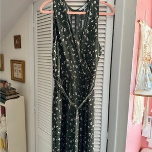 Baltic Born Floral Green Faux Wrap Jumpsuit Size 1X
